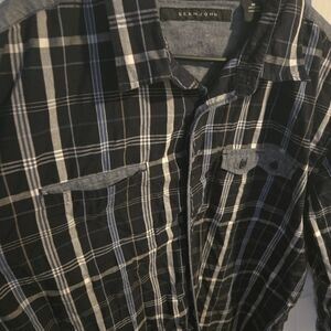 Sean John Men's Black Plaid Shirt 3xl
